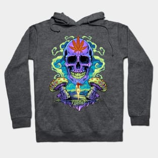 Purple Cannabis Skull with Mushrooms Hoodie